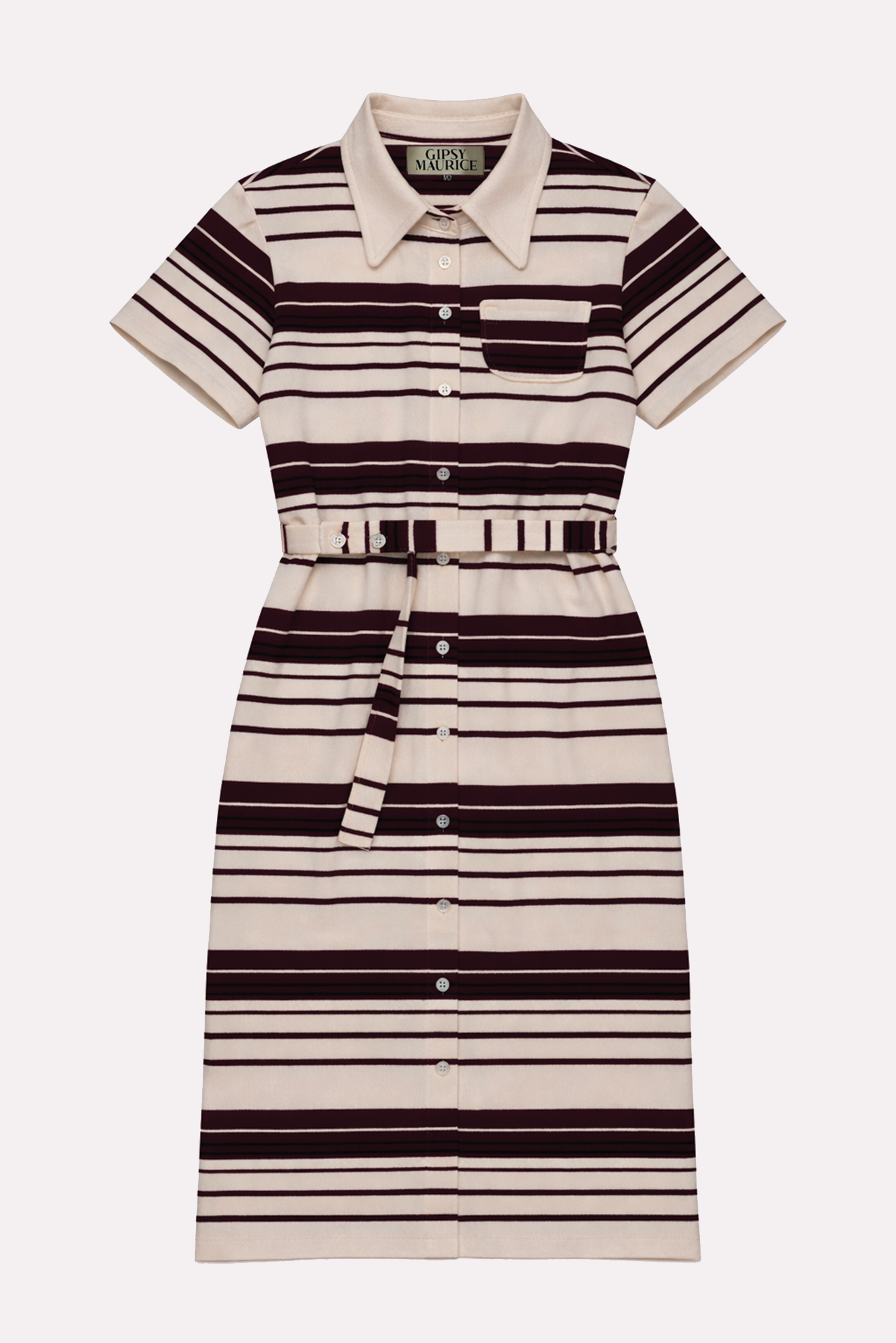 Robe Dada Rayure Écru et Bordeaux