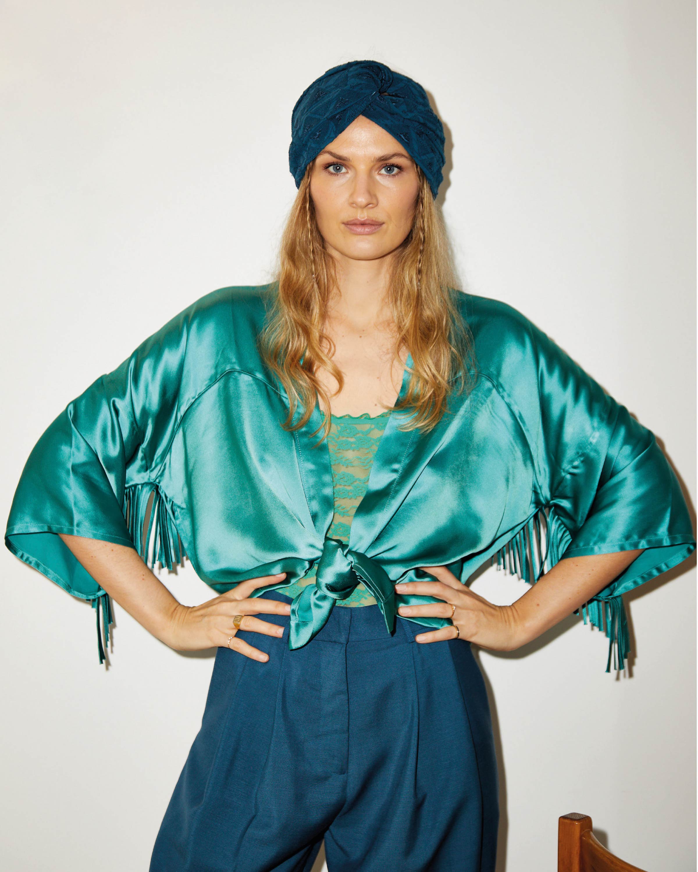 Kimono JANIS  Satin Sirène