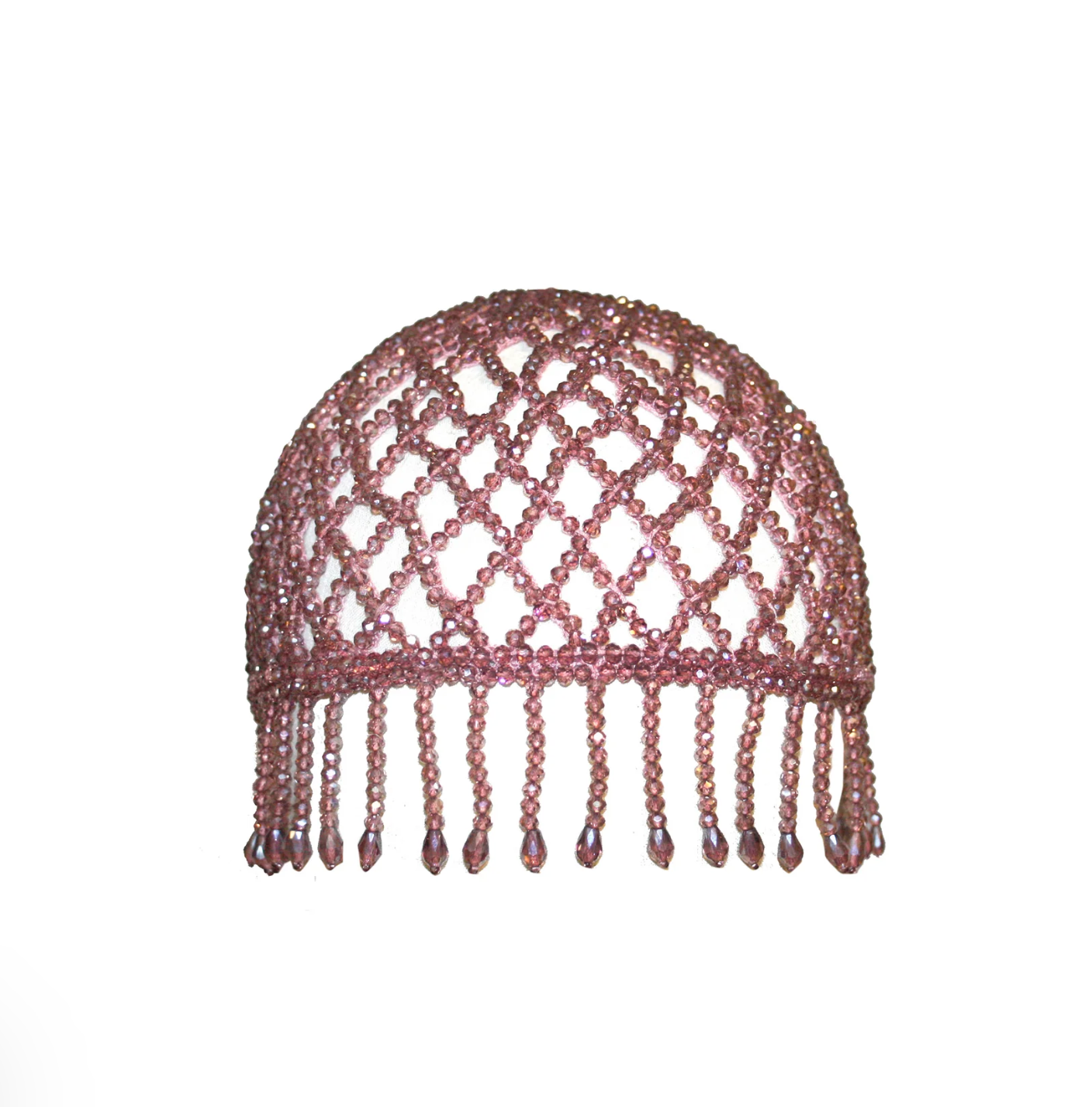 Bonnet de perles vieux rose