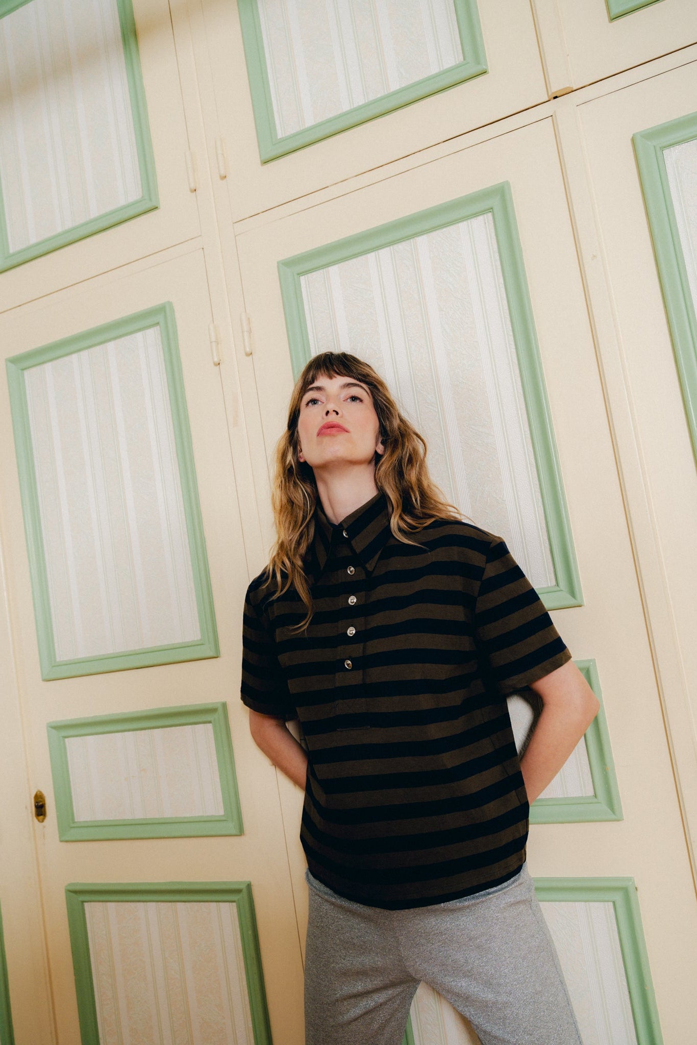 Polo Mick Rayure Marine Kaki