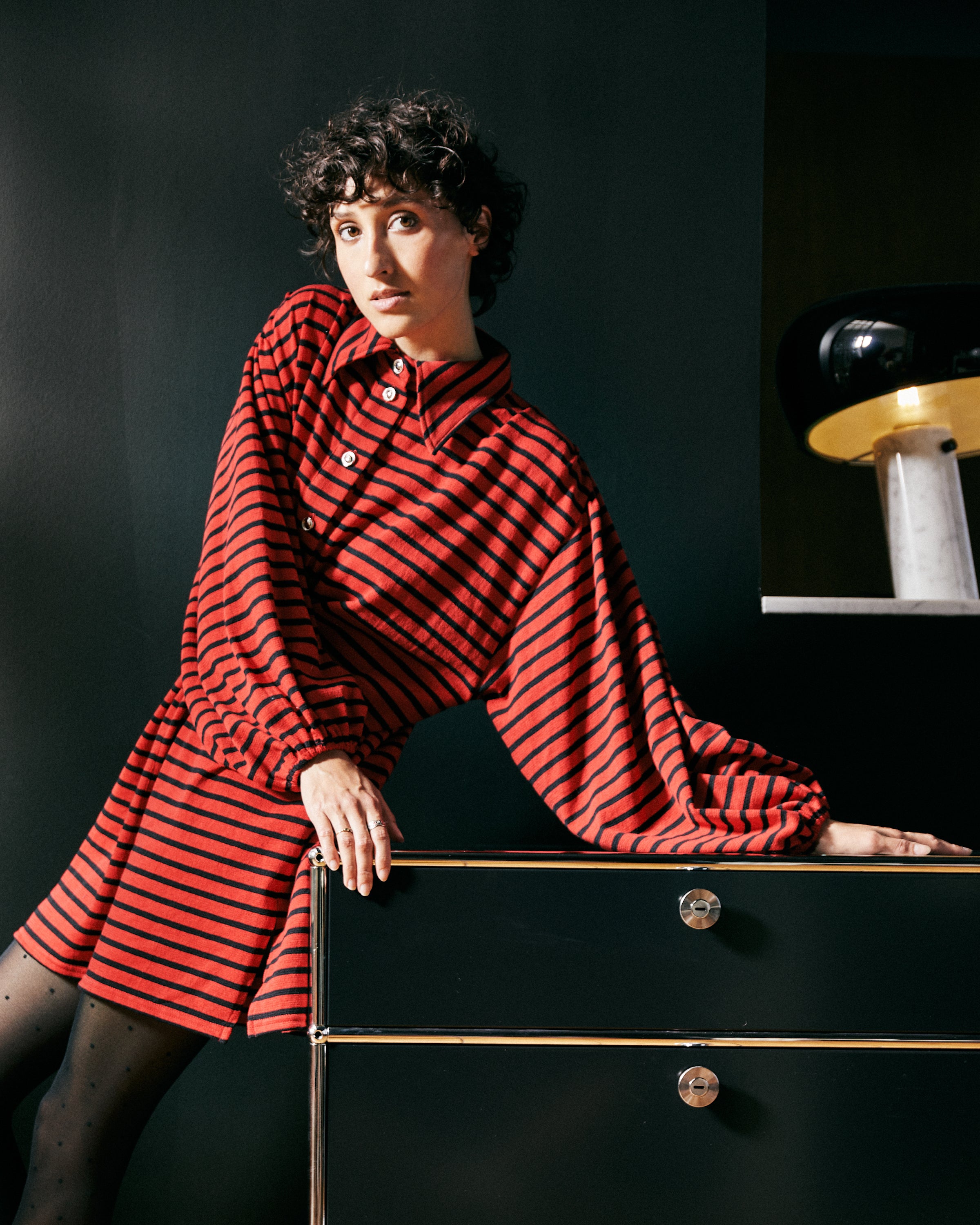 Robe Bianca Polo Rayures rouge noir