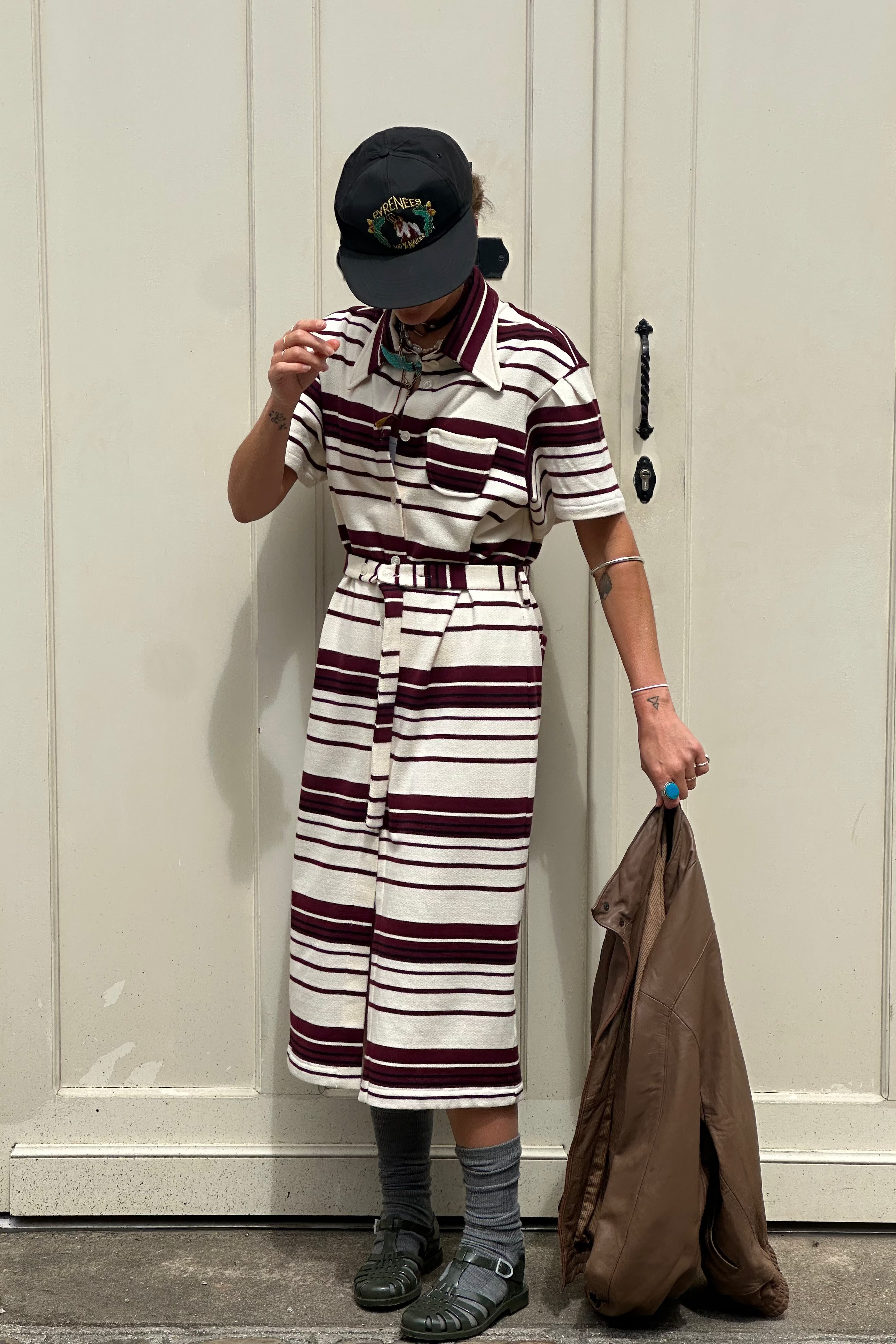 Robe Dada Rayure Écru et Bordeaux
