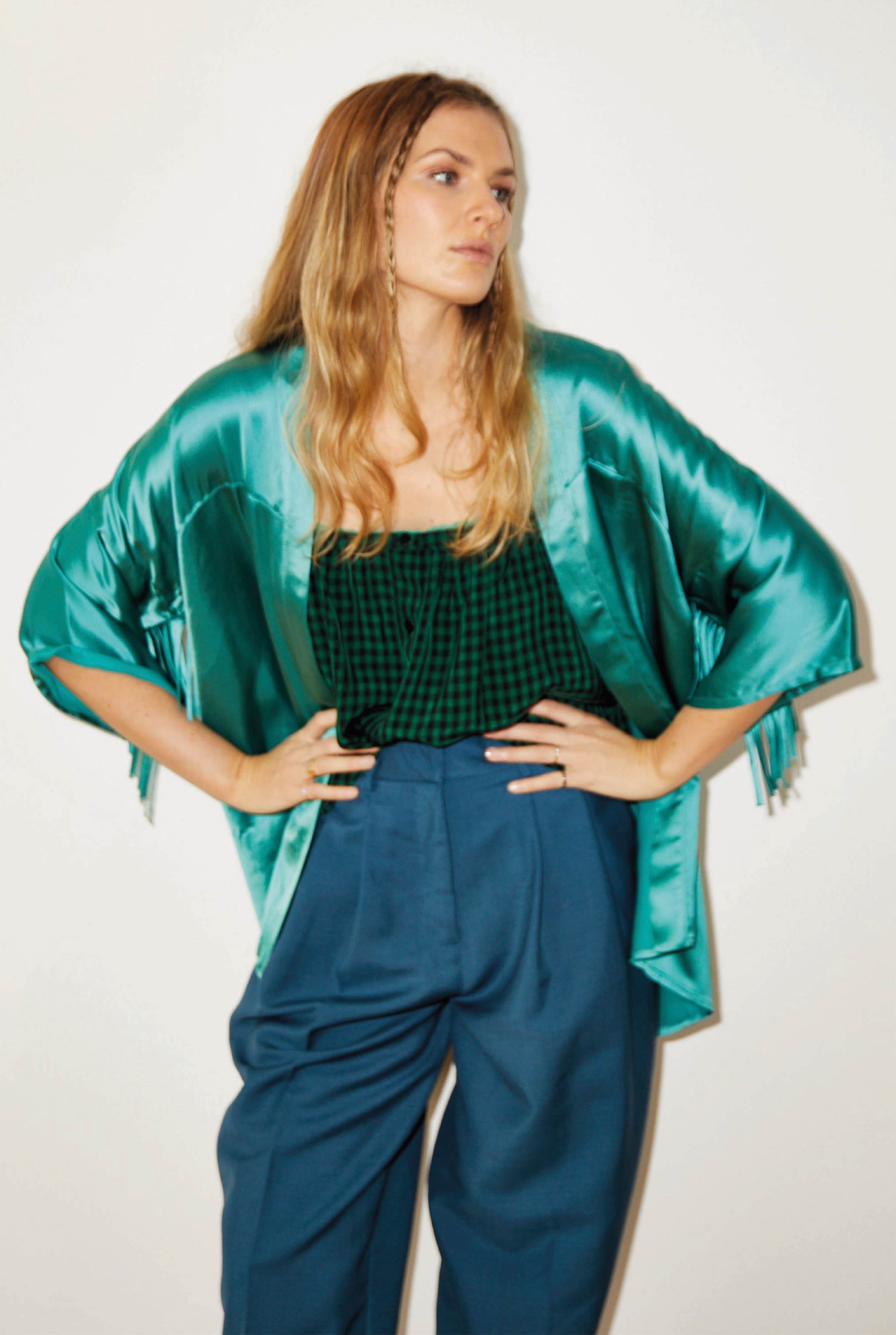 Kimono JANIS  Satin Turquoise