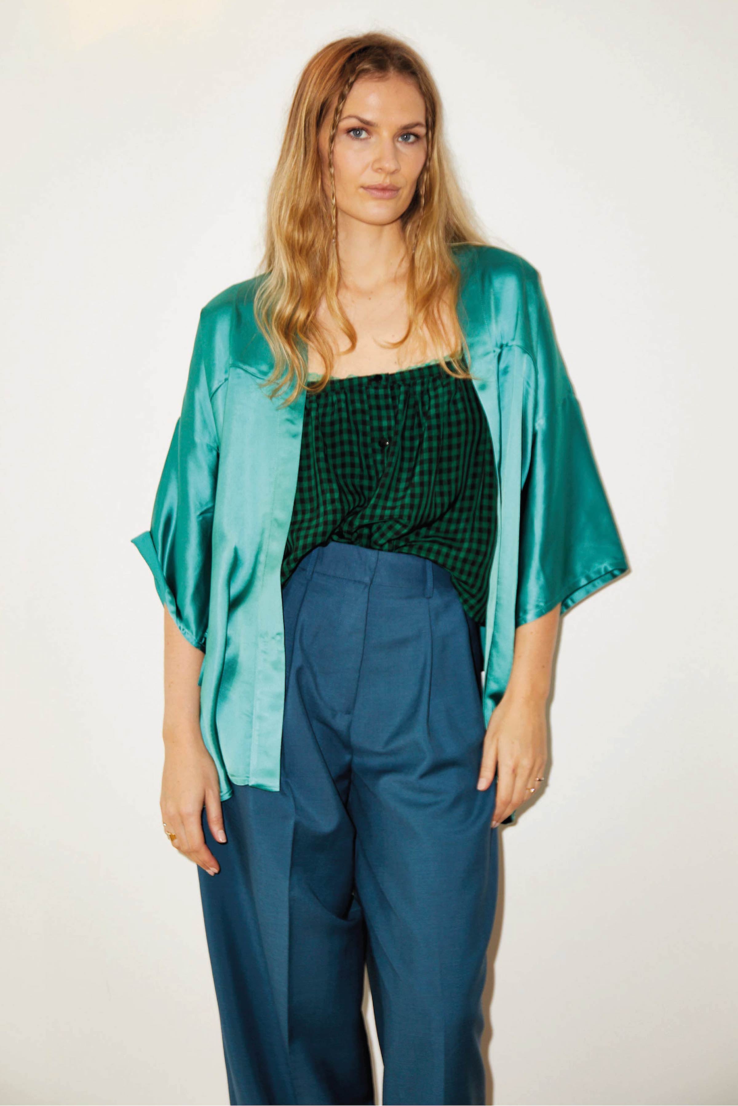 Kimono JANIS  Satin Turquoise