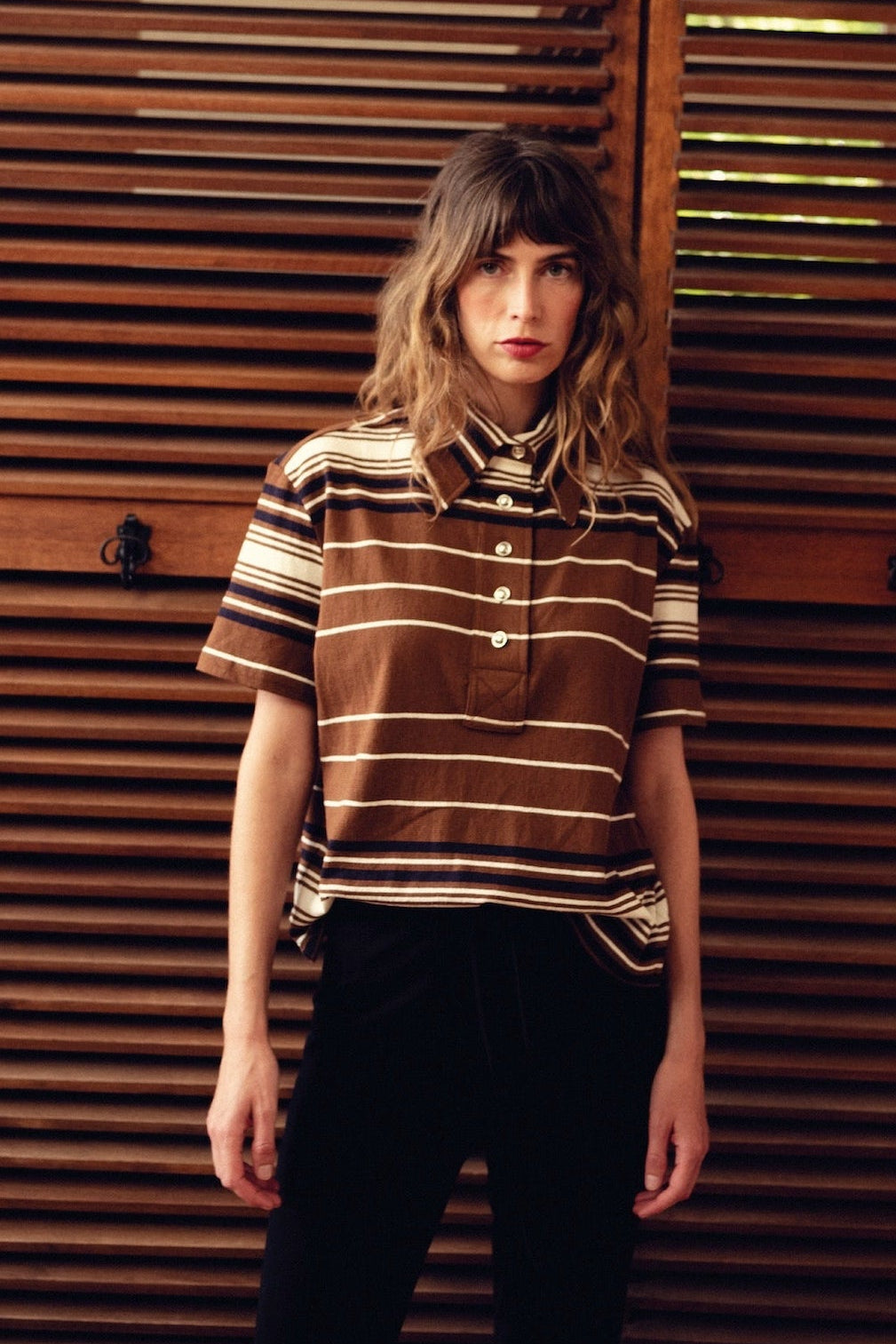 Polo Mick Rayure Marron