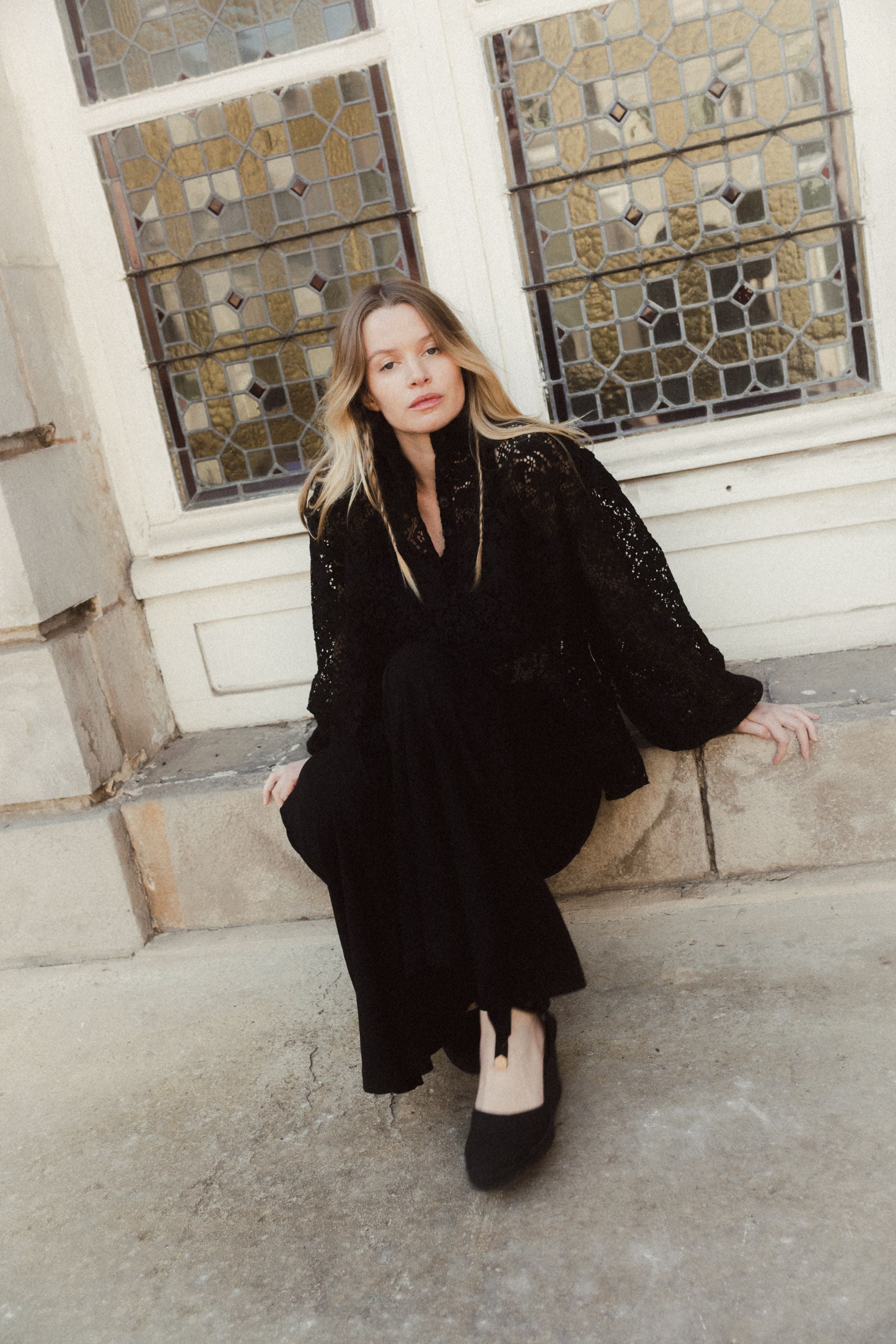 Blouse Fame Guipure Noire