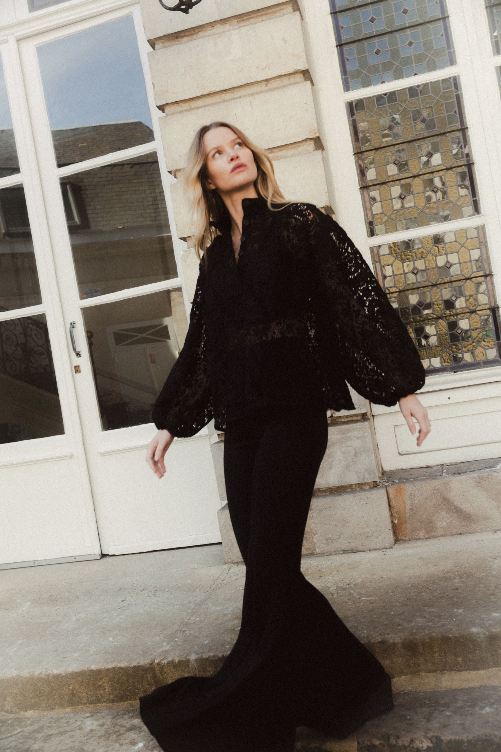 Blouse Fame Guipure Noire