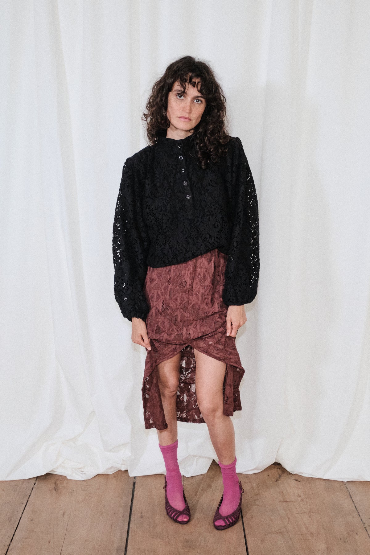 Blouse Fame Guipure Noire