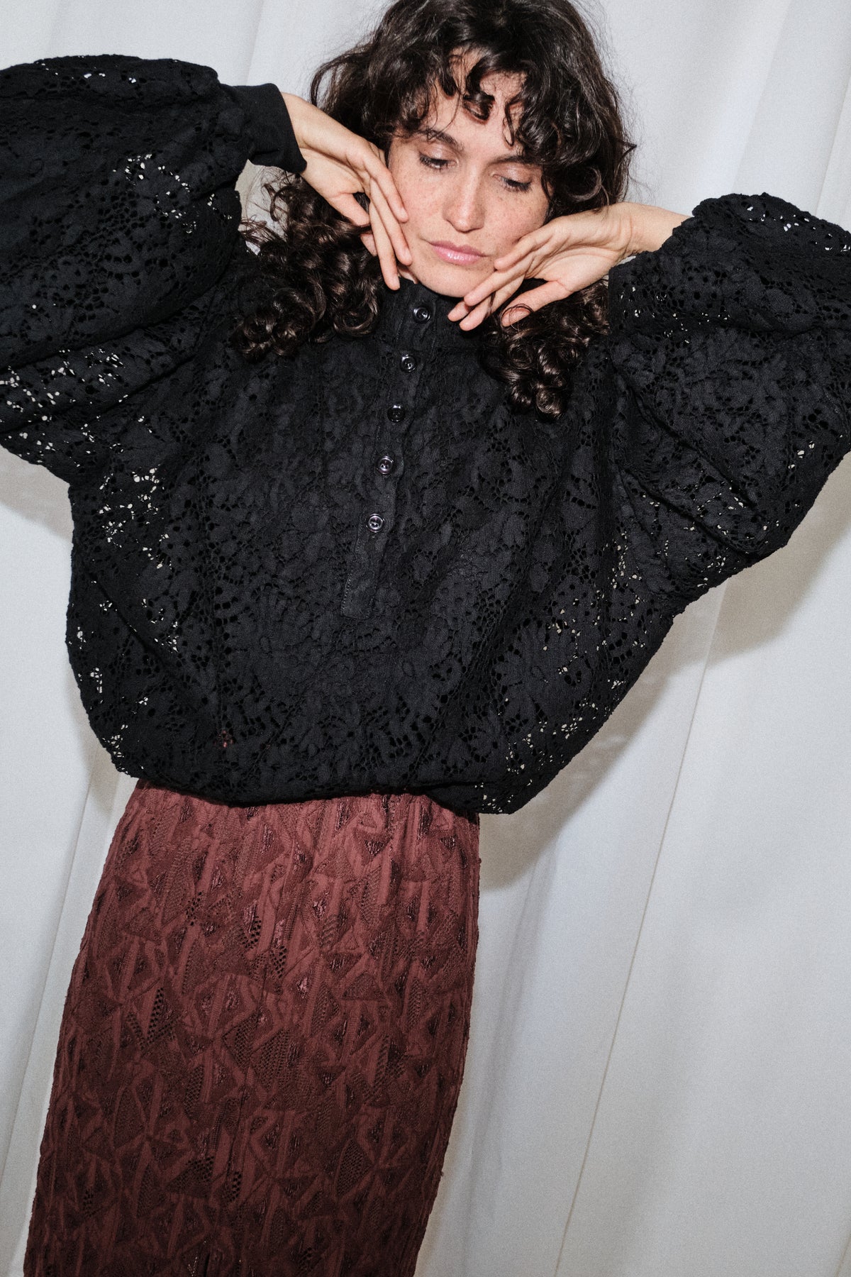 Blouse Fame Guipure Noire