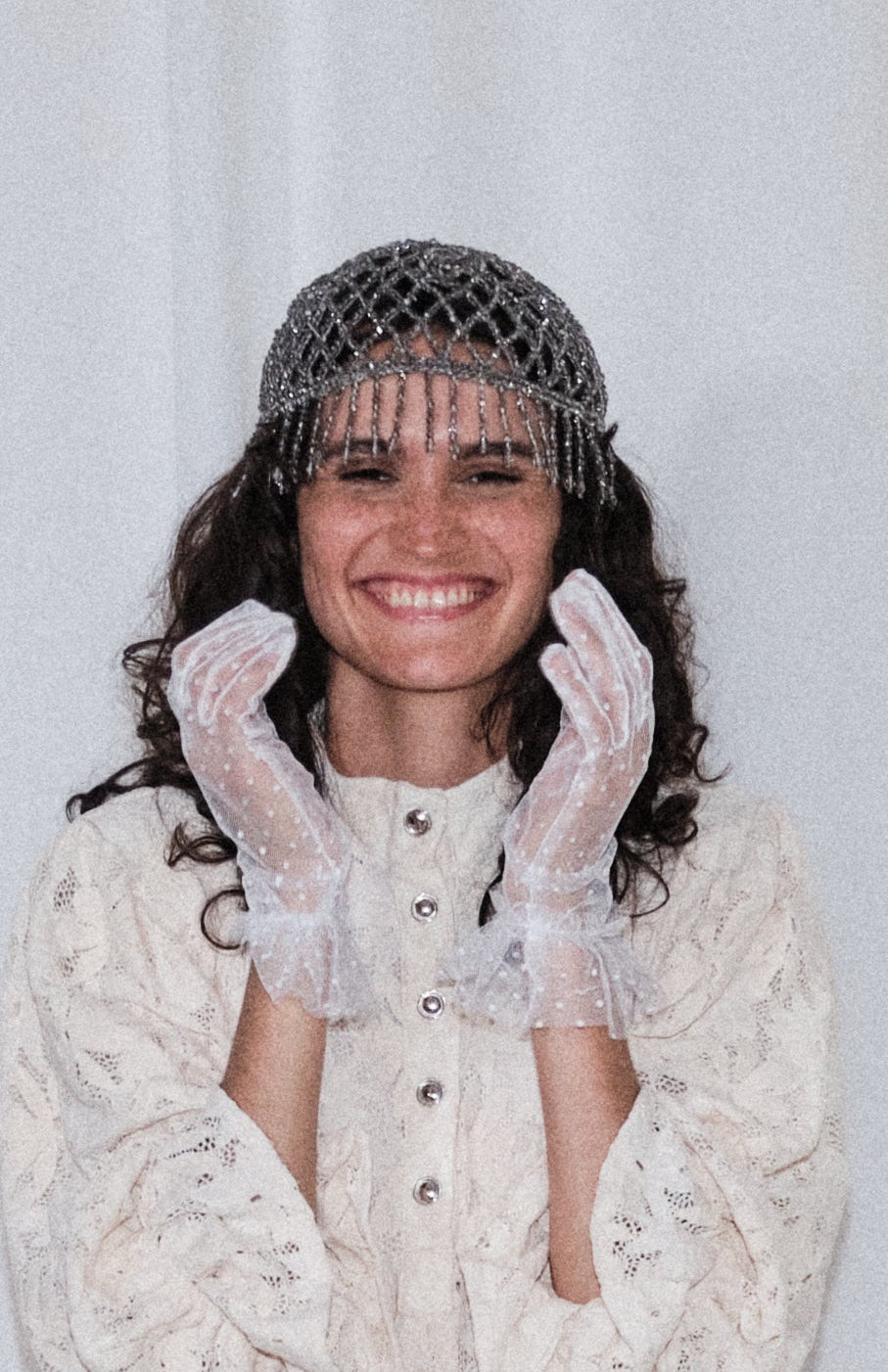 Bonnet de perles Gris Perle