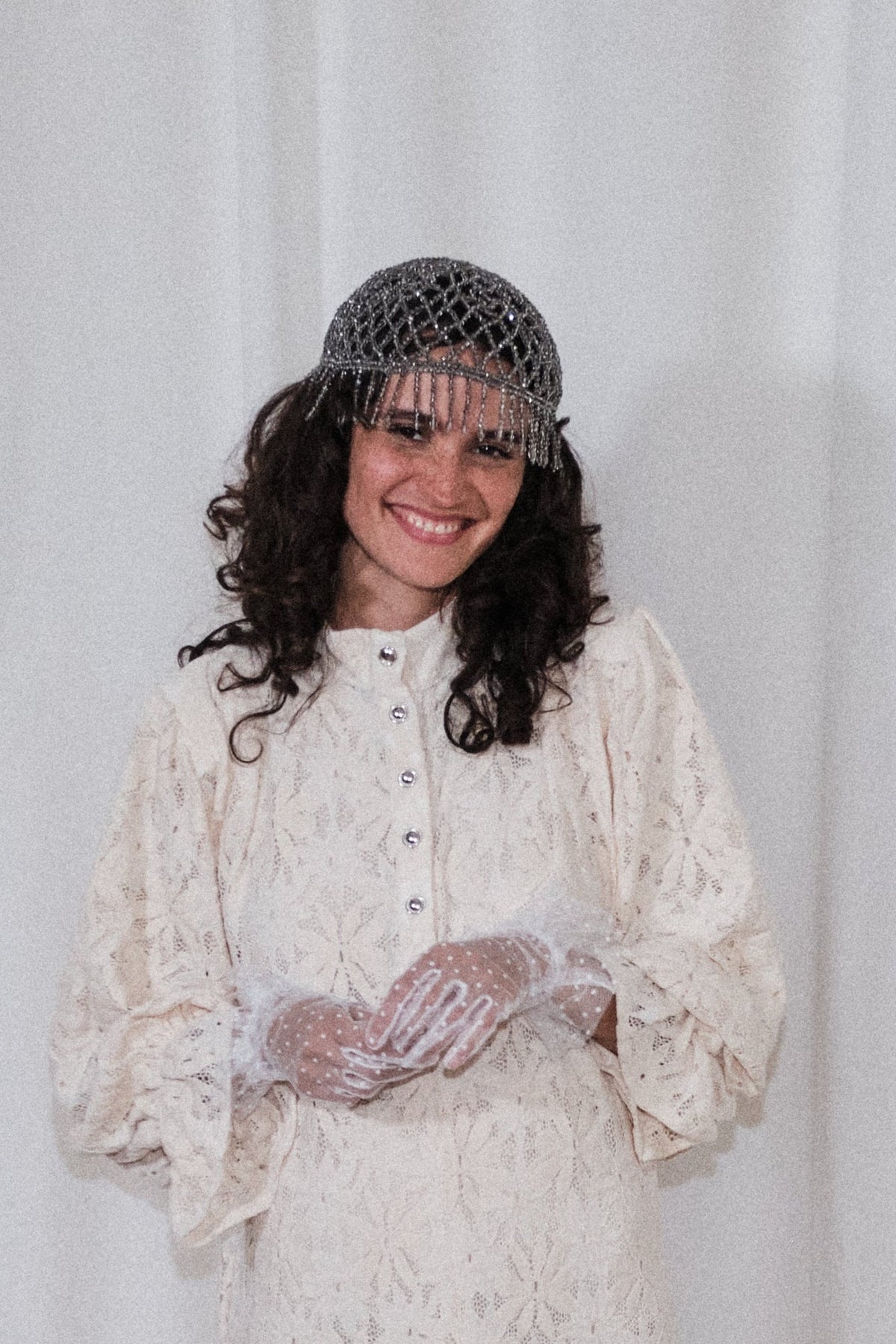 Bonnet de perles Gris Perle