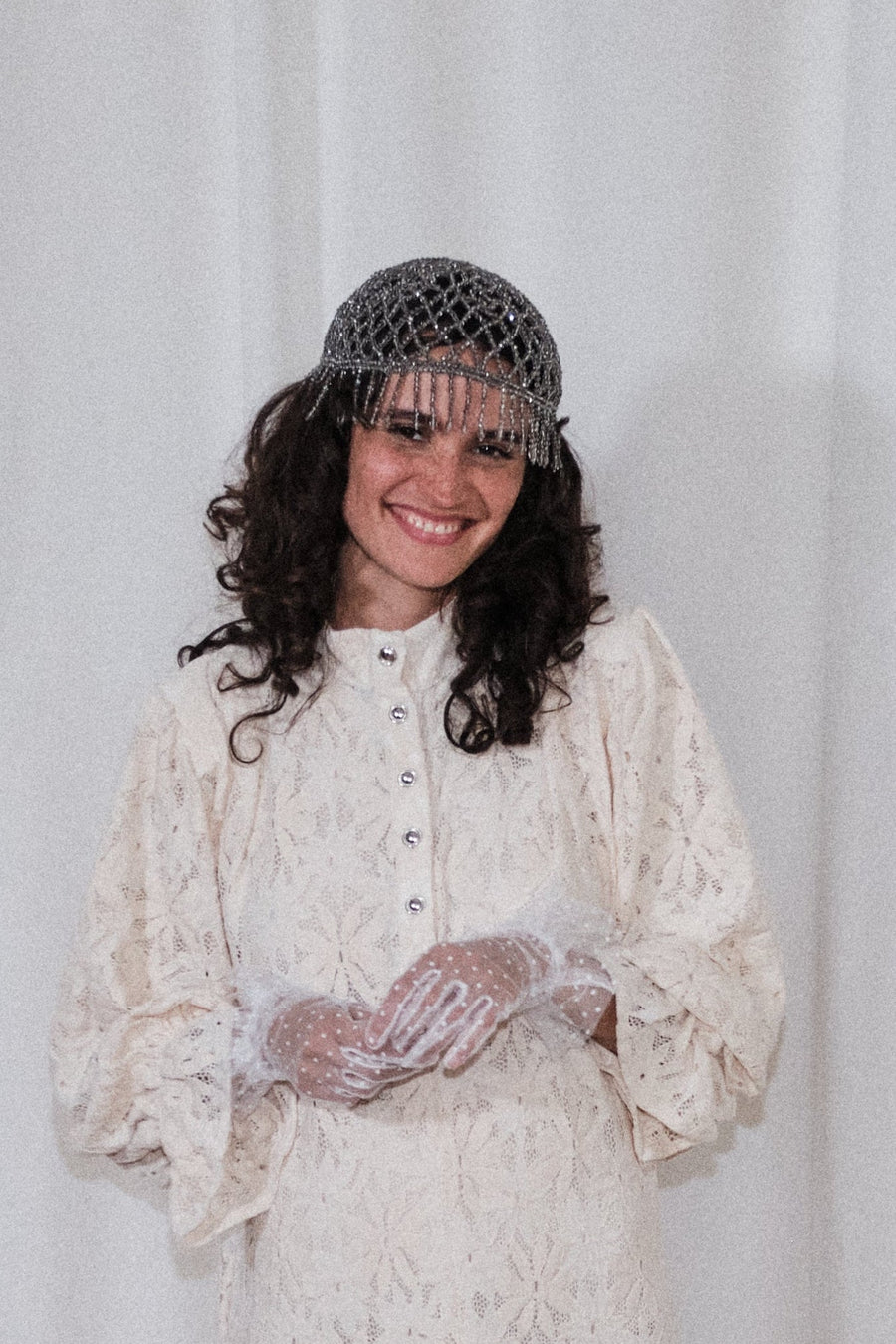Bonnet de perles Gris Perle
