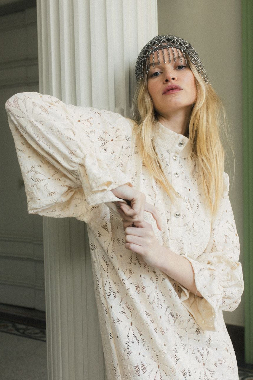 Bonnet de perles Gris Perle