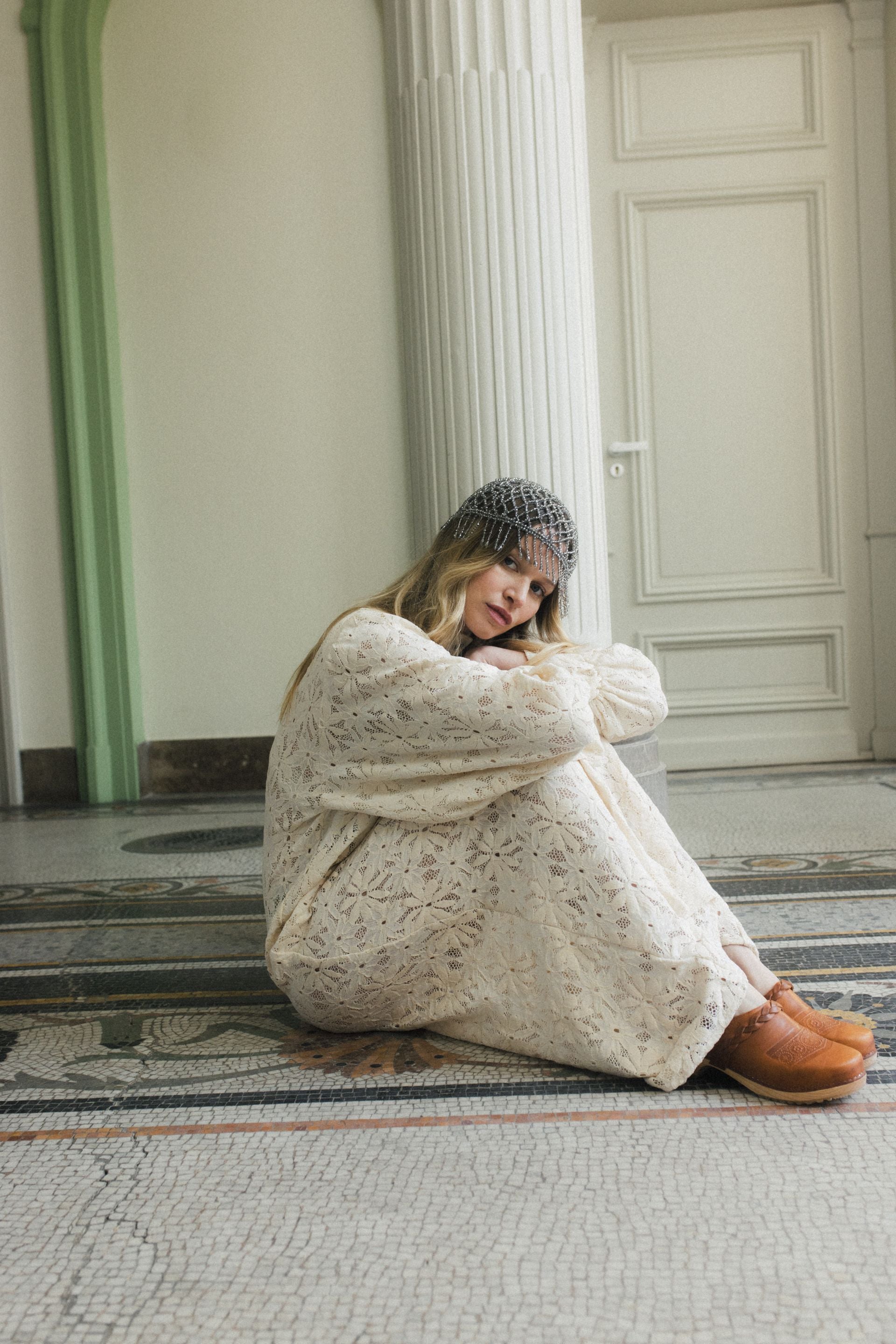 Bonnet de perles Gris Perle