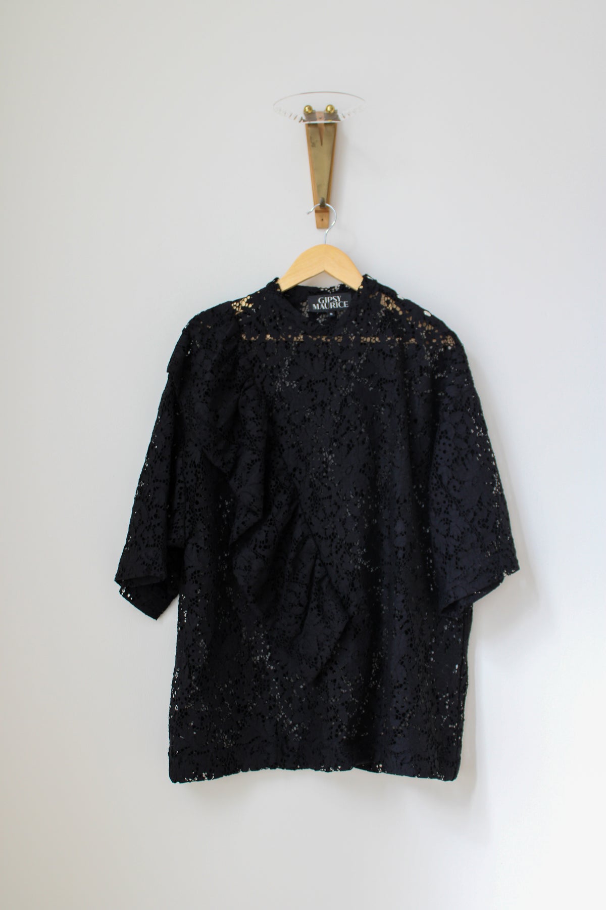 T-shirt Tony Long Guipure Noire
